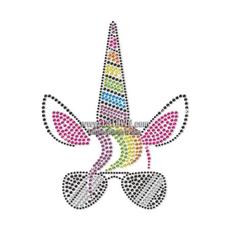 Fashion Unicorn With Sunglasses Rhinestone Transfer