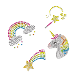 Rainbow And Unicorn Bling Rhinestone Hot Press Transfer