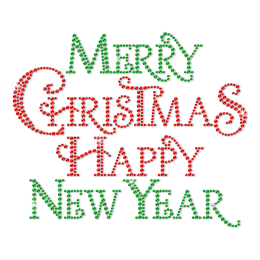 Wholesale Merry Christmas and Happy New Year Metal Rhinestud Transfer