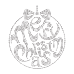 Custom Metal Rhinestud Merry Chirstmas Motif Heat Transfer