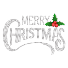 Wholesale Merry Christmas Rhinestone Bling Heat Transfer