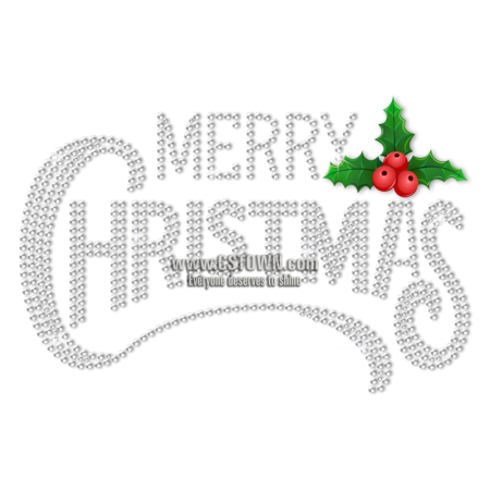 Wholesale Merry Christmas Rhinestone Bling Heat Transfer