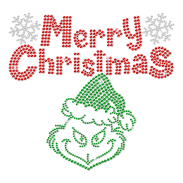 Merry Christmas Metal Rhinestud Red and Green Design