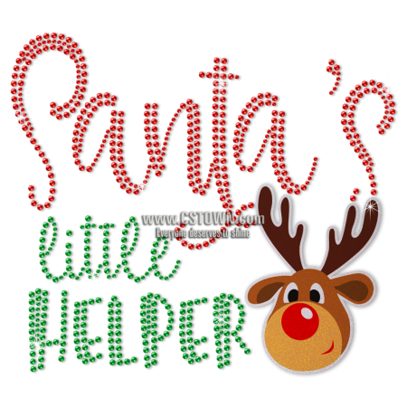 Custom Glitter Reindeer Metal Rhinestud Christmas Wishes Transfer