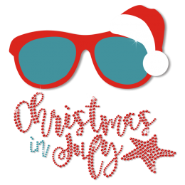 Wearing Sunglasses and Celebrating Christmas Rhinestone Printable Heat Transfer