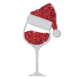 Wholesale Red Wine Glass for Christmas Glitter Heat Transfer