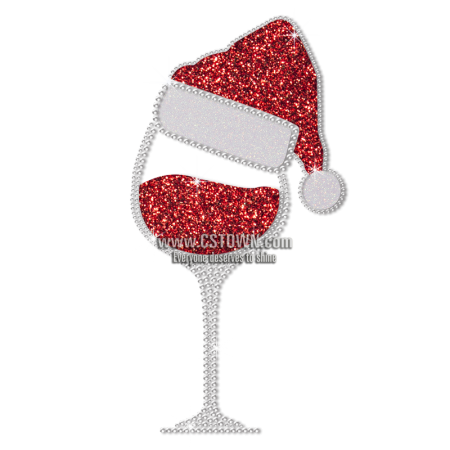 Wholesale Red Wine Glass for Christmas Glitter Heat Transfer