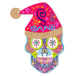 Neon Christmas Style Skull Head Special Rhinestud Transfer