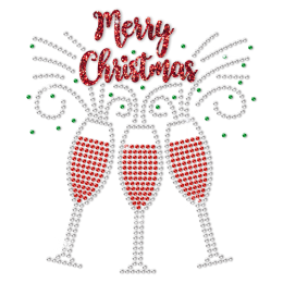 Cheers And Merry Christmas Bling Rhinestone Transfer