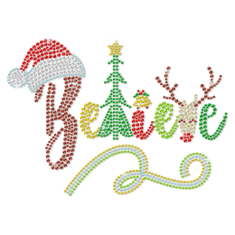 Bling Christmas Style Believe Rhinestone Transfer