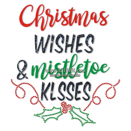 Printable Vinyl And Glitter Material Christmas Words Transfer