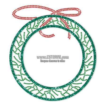 Green Glitter Circle for Christmas Rhinestone Transfer