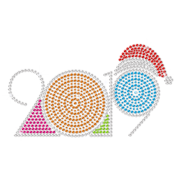 2019 New Year Theme Motif Rhinestone Transfer