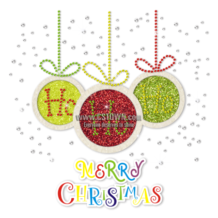 Ho Ho Ho Merry Christmas Bling Glitter Festival Transfer