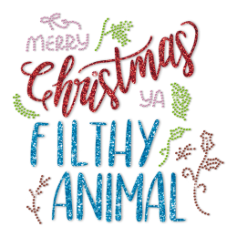 Merry Christmas Letter Themed Rhinestone Transfer