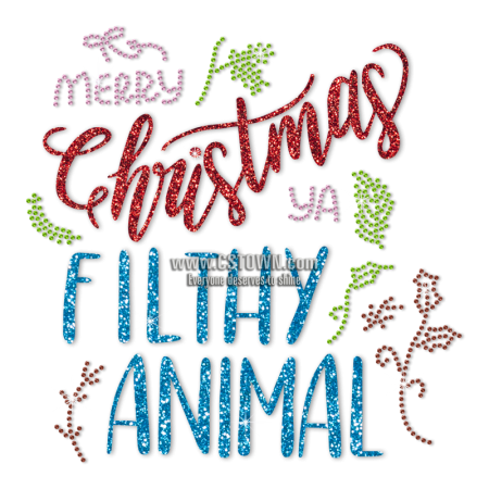 Merry Christmas Letter Themed Rhinestone Transfer