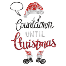 Count Down Until Christmas Santa Motif Rhinestone Transfer