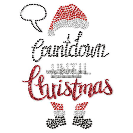 Count Down Until Christmas Santa Motif Rhinestone Transfer