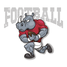 Sporty Rhinoceros Football Rhinestone Transfer