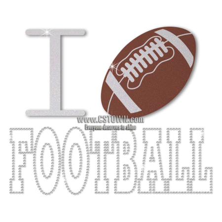 Fancy I Love Football Iron on Design