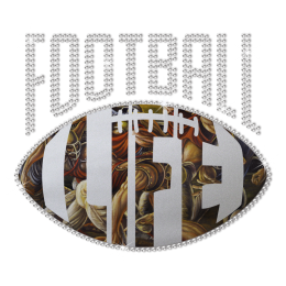 Rhinestone Comic Style Football Life Heat Transfer