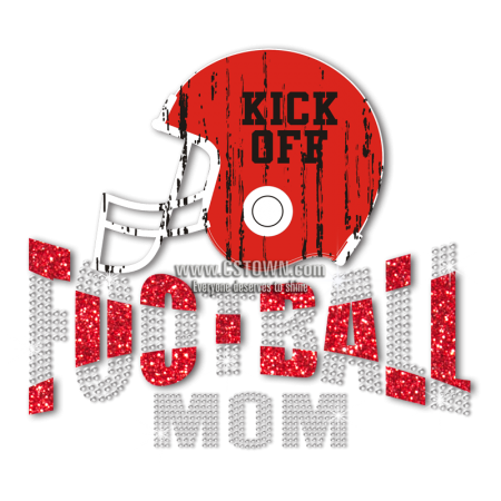 Football Mom in Red Helmet Football Iron on Transfer