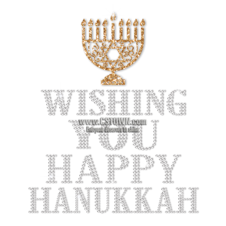 Wish You Happy Hanukkah Rhinestone Transfer