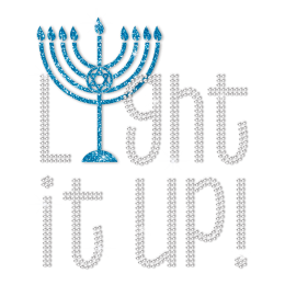 Light It Up Custom Glitter Menorah Motif Design With Rhinestones