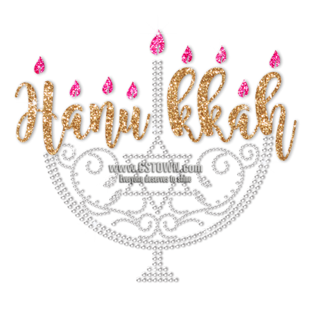 Menorah With Pink Flame Hanukkah Themed Motif for Shirts