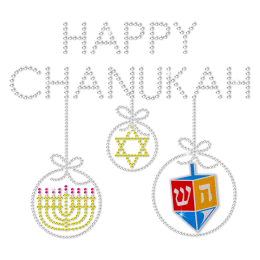 Happy Chanukkah Bling Rhinstone Heat Transfer