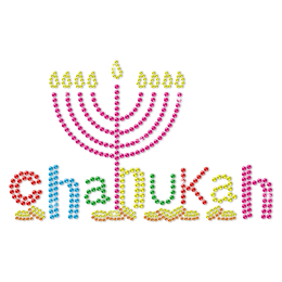 Metal Rhinestud Menorah for Chanukkah Transfer Design