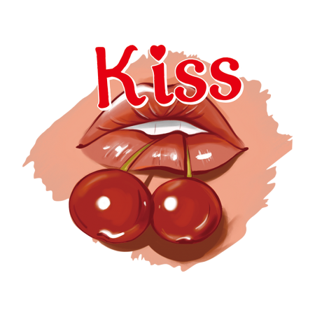 Cherry in Lips Printable PU Fashion Heat Transfer