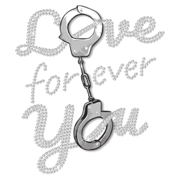 Love You Forever Handcuffs Motif Rhinestuds Transfer