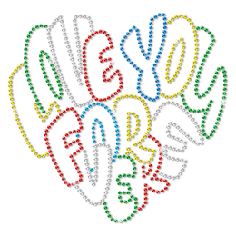 Colorful Metal Rhinestud Love You Forever Heat Transfer