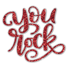 Red Glitter Letter with Rhinestone Iron On Transfer