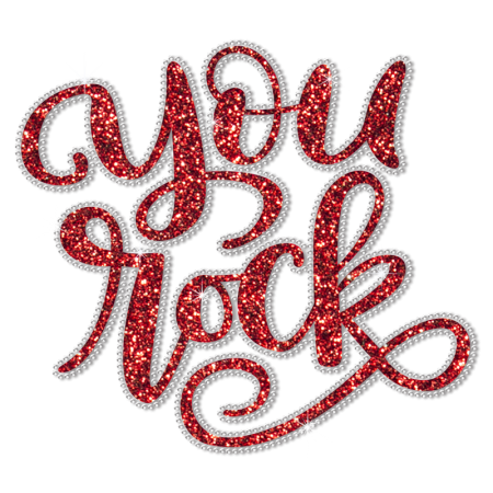 Red Glitter Letter with Rhinestone Iron On Transfer