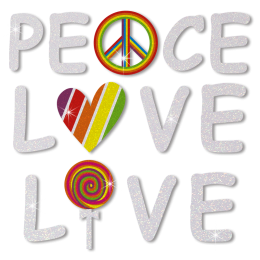 Peace Love and Life Letter Slogan Glitter Heat Transfer