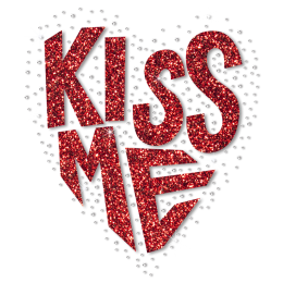 Custom Red Glitter Kiss Me Letter Motif Heat Transfer