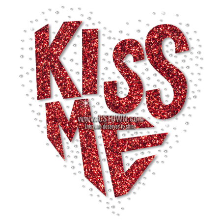 Custom Red Glitter Kiss Me Letter Motif Heat Transfer