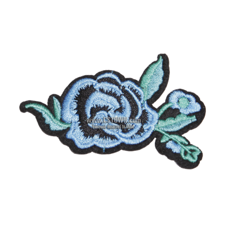 Blue Rose Motif Embroidered Patch