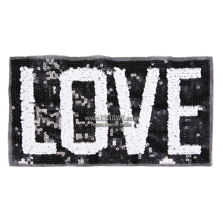 Stock and Custom Square Love Sequin Patch
