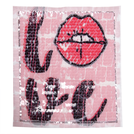 Wonderful Love Sexy Mouth Pink Sequin Patch