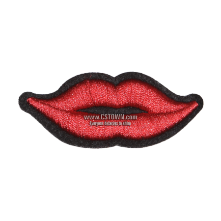 3D Red Lips Embroidery Patch for Shirts