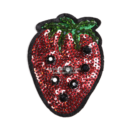 Crystal Beads and Sequin Strawberry Cute Patch for Shirts