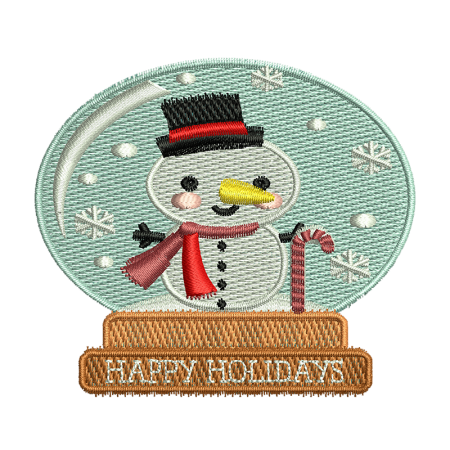 Snowglobe Happy Holidays Snowman Back Patch Embroidery 