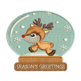 Snowglobe Greetings Deer Custom Embroidery Near Me