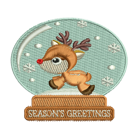 Snowglobe Greetings Deer Custom Embroidery Near Me