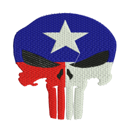 Patriotic Punisher Skull Canvas Embroidery