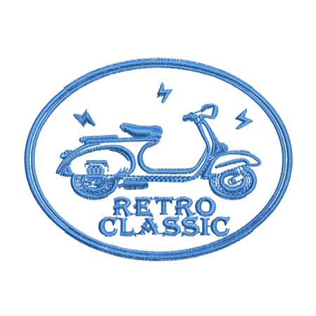 Retro Classic Scooter Outline Embroid