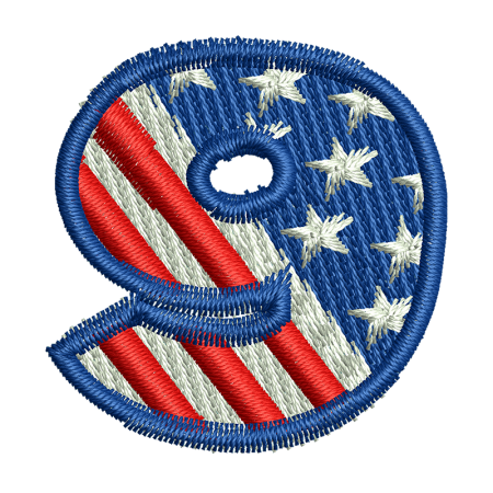 Star Spangled Number 9 Embroid Back Patch